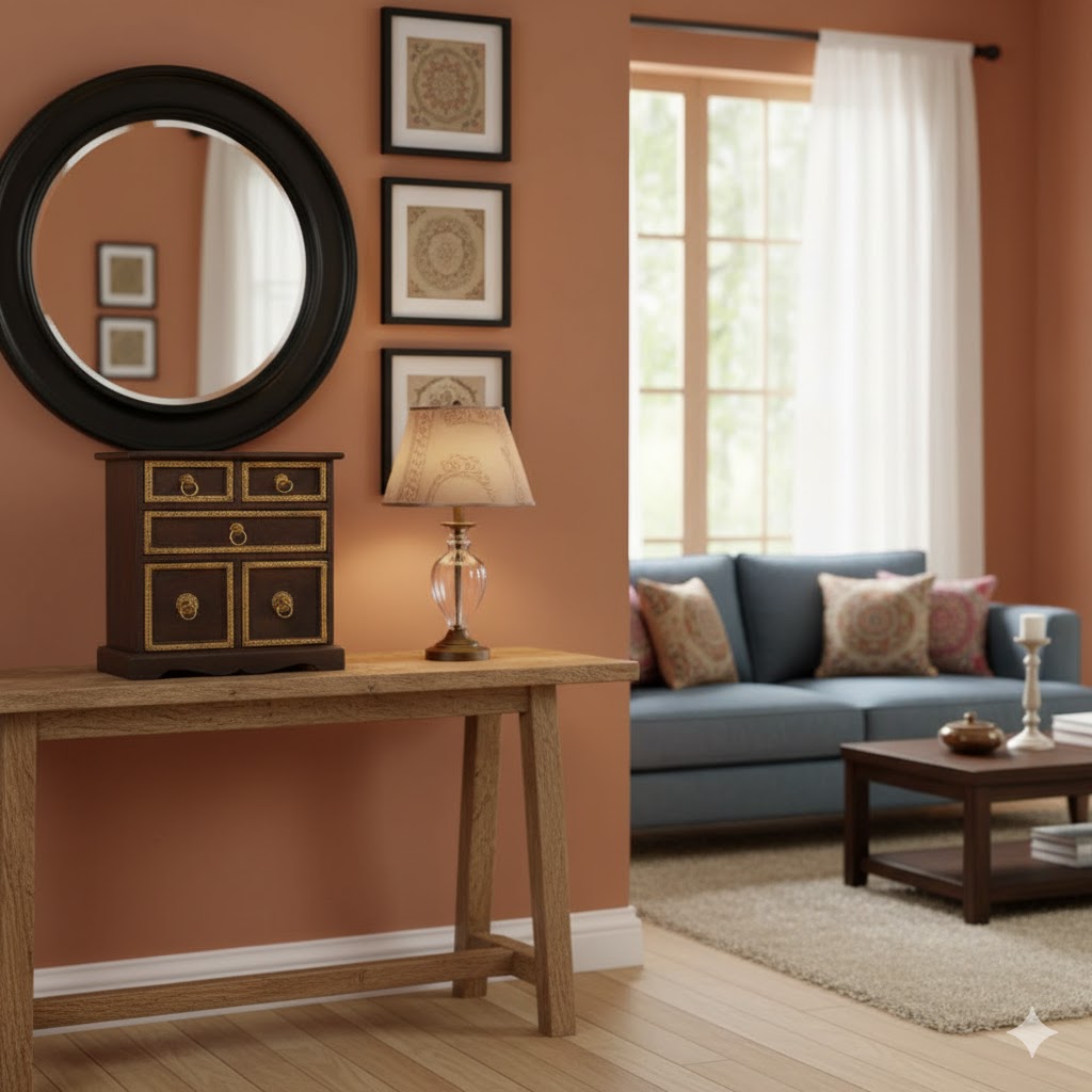 Handcrafted Wooden Chest with brass embross pattern