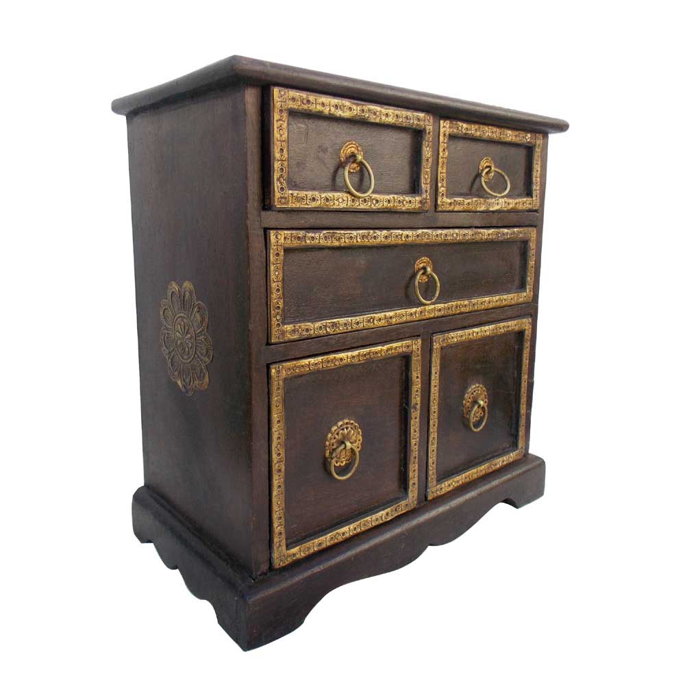 Handcrafted Wooden Chest with brass embross pattern